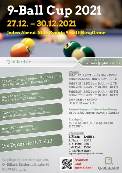 Turnierausschreibung 9-Ball Cup 2021